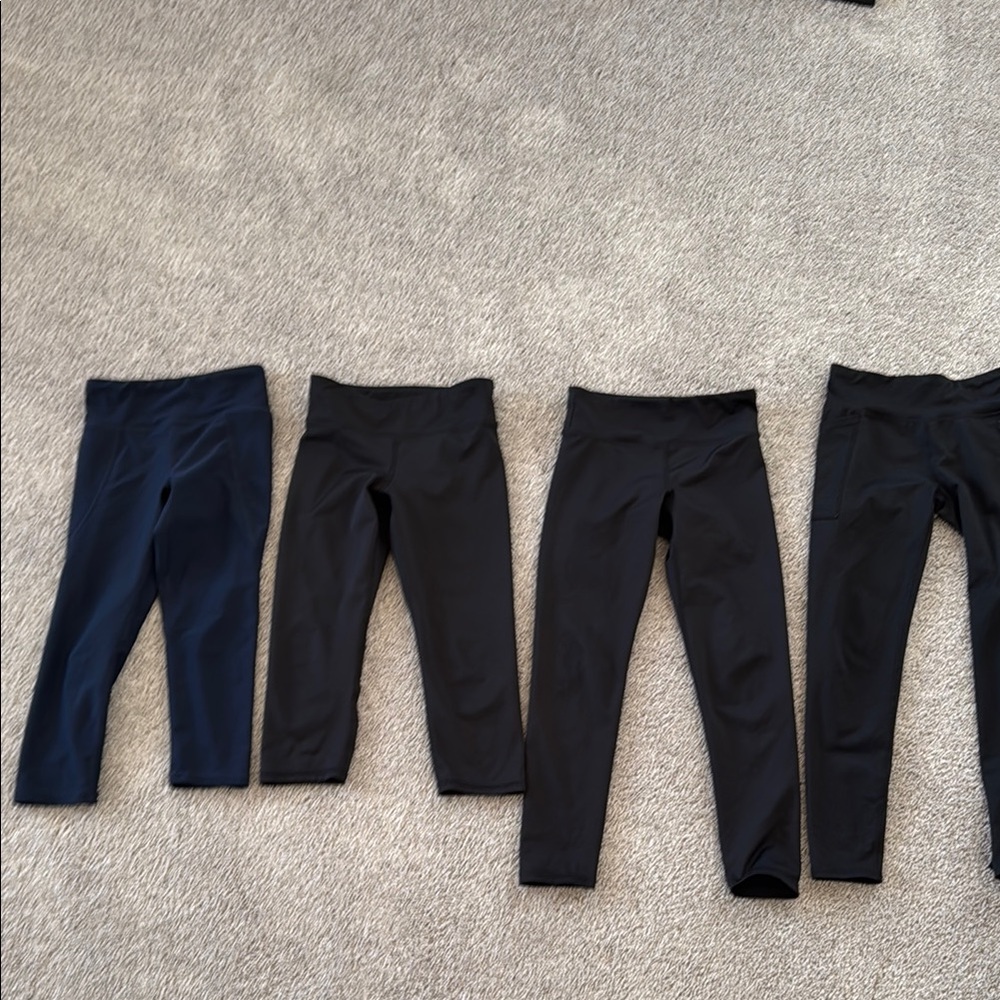 4 pairs girls black navy athletic leggings and capri pants. Old Navy medium 7 8